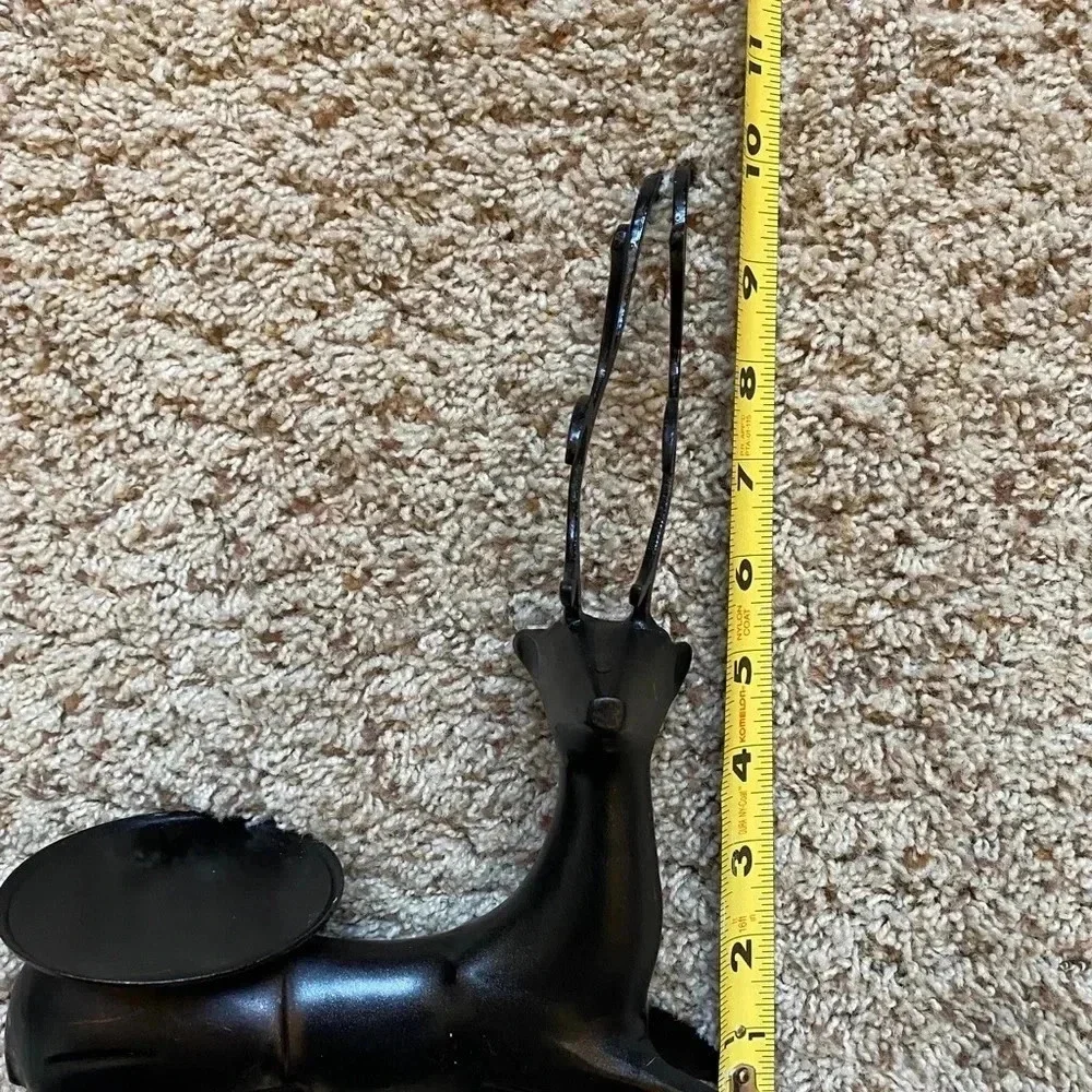 Oil rubbed Bronze sitting reindeer pillar candle holder decor